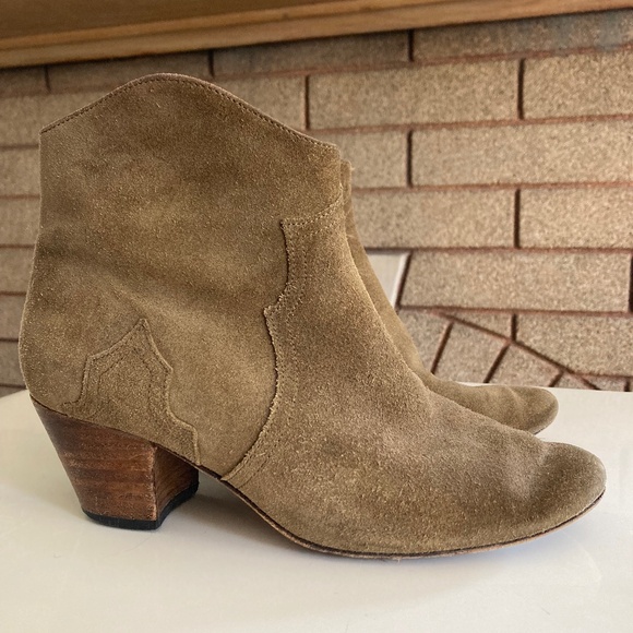 Isabel Marant The Dicker Tan Suede Cowboy Ankle Boots 36 - Picture 1 of 12